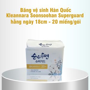 Băng vệ sinh cao cấp Hàn Quốc ban ngày có cánh, siêu mỏng, bảo vệ da nhạy cảm Kleannara Soonsoohan 18cm/20 miếng